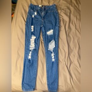 Fashion Nova High Waisted Distressed Jeans W/Loop